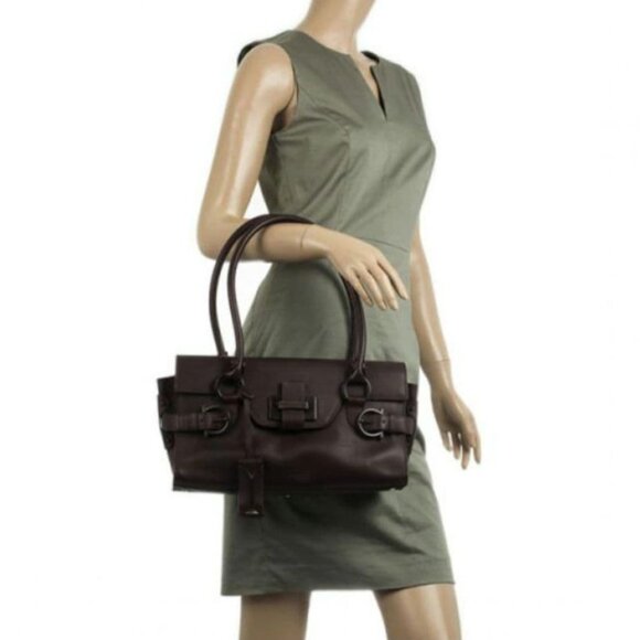 Salvatore Ferragamo Dark Brown Leather Handbag - Picture 8 of 16